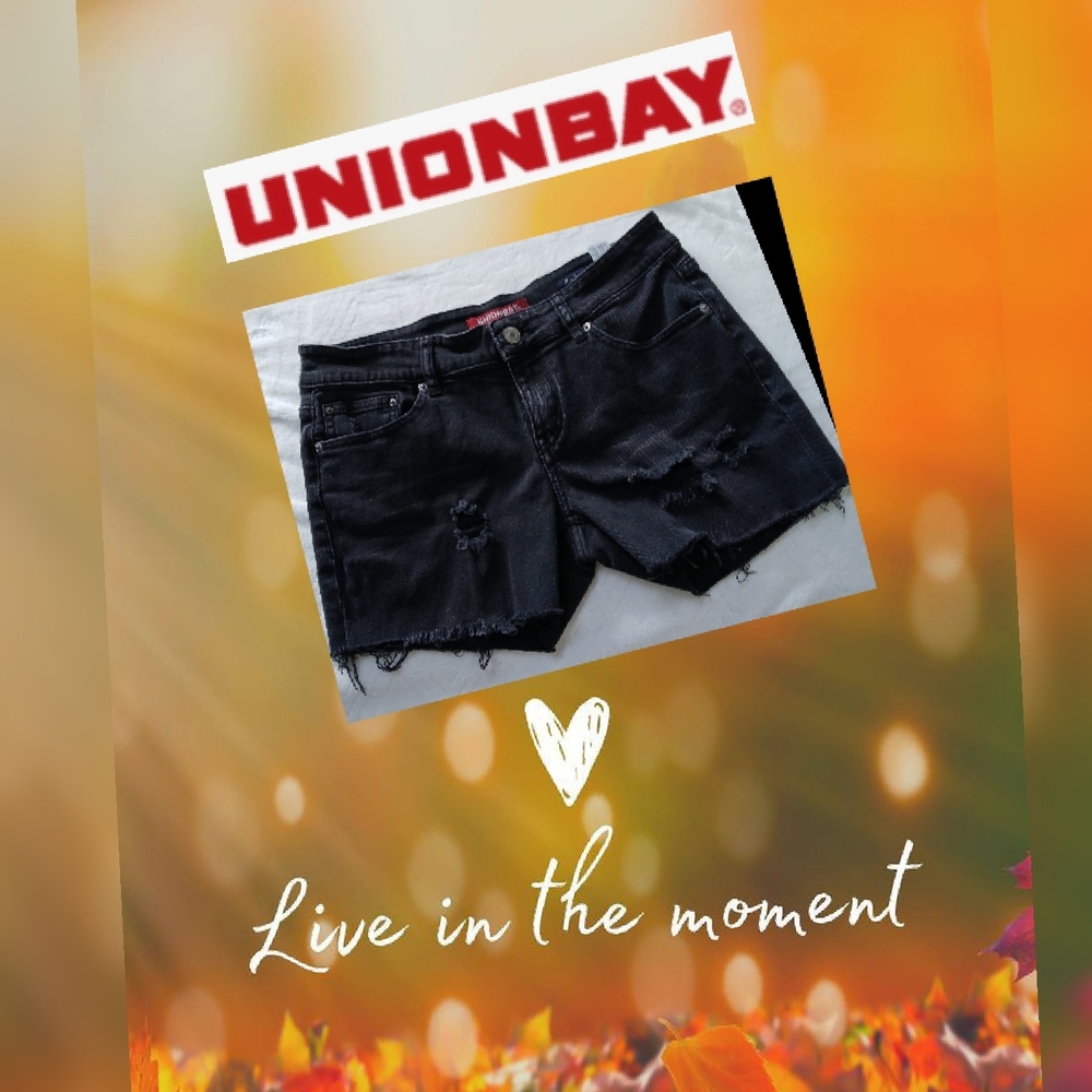 UNIONBAY Women's Black Distressed Jean Shorts